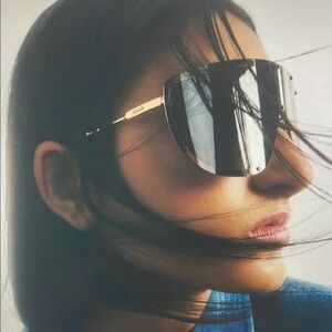 Black Oversized Square Sunglasses with Reflective Lenses
